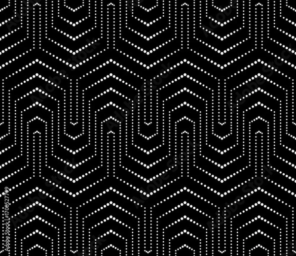 Fototapeta Black and white background. Vector seamless texture. Dotted grid.