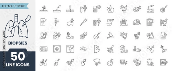 Fototapeta Biopsy vector icon set. Editable stroke. Vector illustration