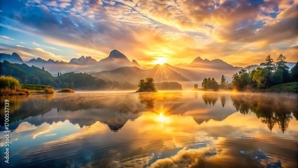 Obraz sunrise over the lake