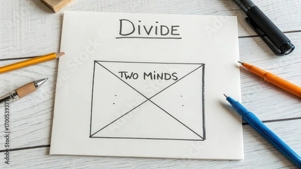 Obraz Conceptual Illustration of Division Between Two Different Minds