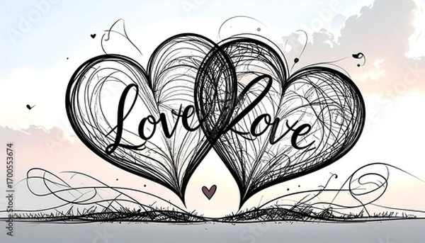 Obraz Two hearts, love, art