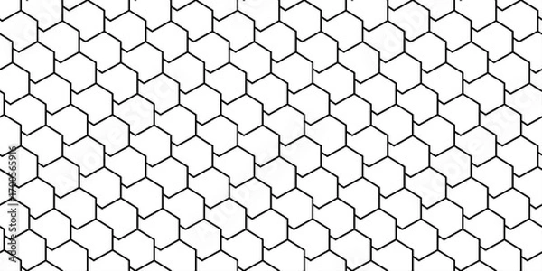 Obraz Seamless Geometric Heptagon Pattern. Modern Vector Diagonal Tessellation Tile. A pattern for blueprint or part of a building facade. 