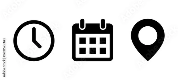 Obraz Time, Date and Location icons