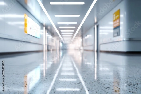 Fototapeta Hospital Corridor With Soft Lighting Creating a Calming Atmosphere