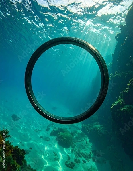 Fototapeta Underwater circular frame