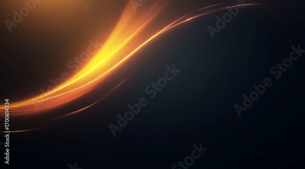 Fototapeta Abstract glowing energy wave with warm tones flowing across a dark cosmic background