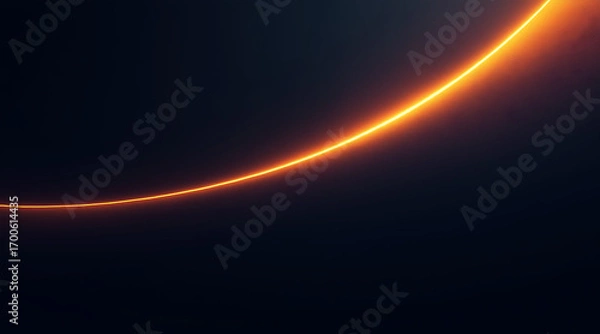 Fototapeta Dynamic glowing orange light streak arcing across dark cosmic nebula abstract background