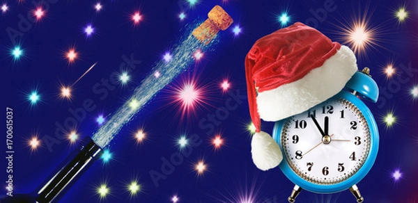 Obraz Celebrate the magic of New Year with sparkling moments and festive decorations as the clock strikes midnight in a lively party atmosphere