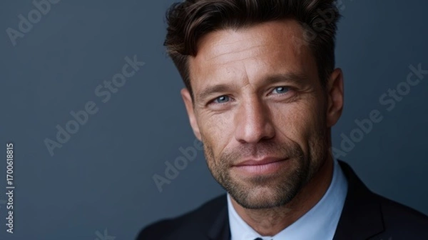 Fototapeta A professional headshot of a business man with a confident expression.