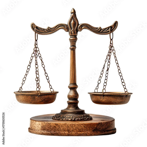 Fototapeta scales of justice isolated on a white transparent background