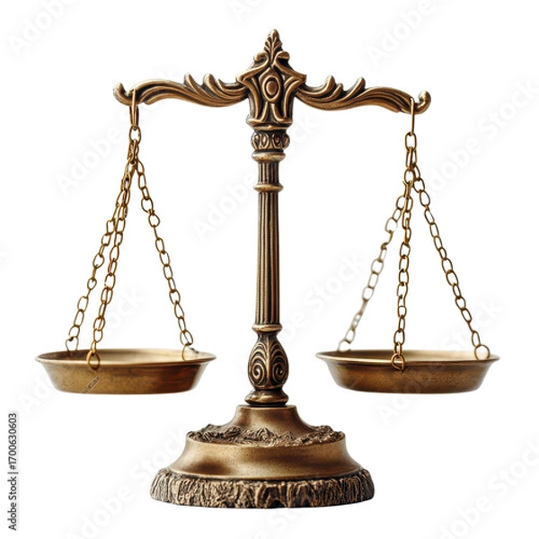 Fototapeta scales of justice isolated on a white transparent background