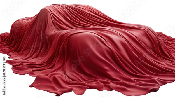 Fototapeta Set of red fabrics draping over cars isolated on a white transparent background