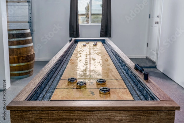 Fototapeta Shuffleboard table in home perspective view