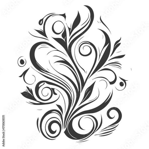 Obraz royal swirls flower illustration grey