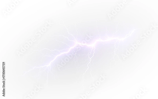 Obraz Bright lightning bolt with electric flashes and storm energy.