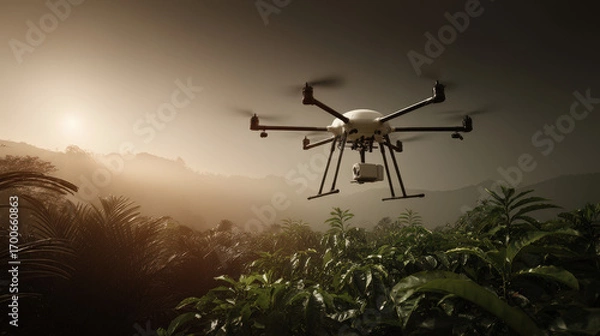 Fototapeta advanced ai drone measuring air provides clear view of environmental impact