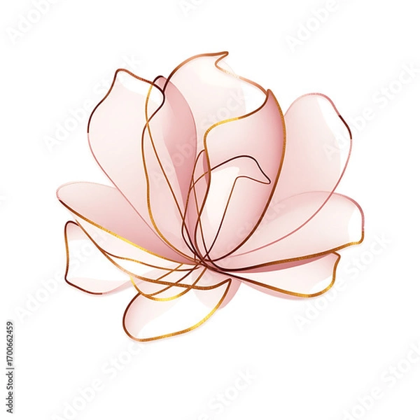 Fototapeta The abstract flower outline features delicate soft lines in pastel colors, blending gold for elegance. The delicate textures and subtle transitions highlight the intricate details of the flower.