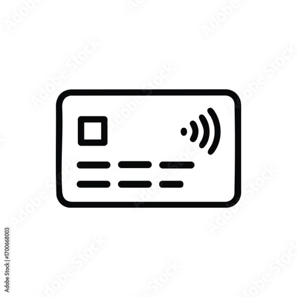 Fototapeta Contactless Credit Card Icon for Digital Payment and NFC Transaction