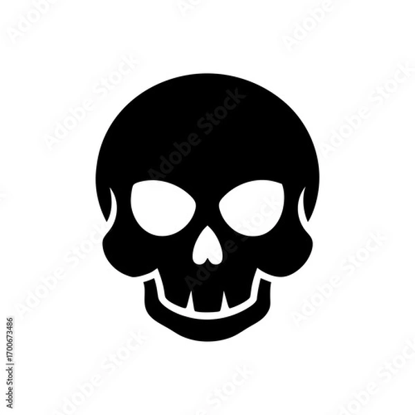 Fototapeta Simple black and white skull illustration on transparent background