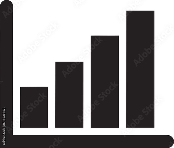 Obraz Ascending Bar Chart Icon Depicting Growth and Progress on Transparent Background for Data Visualization