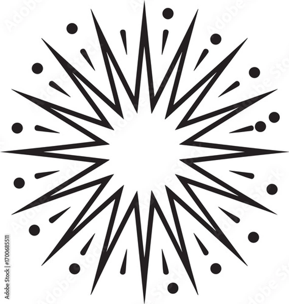 Fototapeta Dynamic Burst Design with Dots and Lines for Energetic Backgrounds and Graphic Elements
