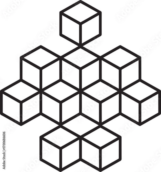 Obraz Isometric Cube Structure on Transparent Background for 3D Design and Geometric Patterns