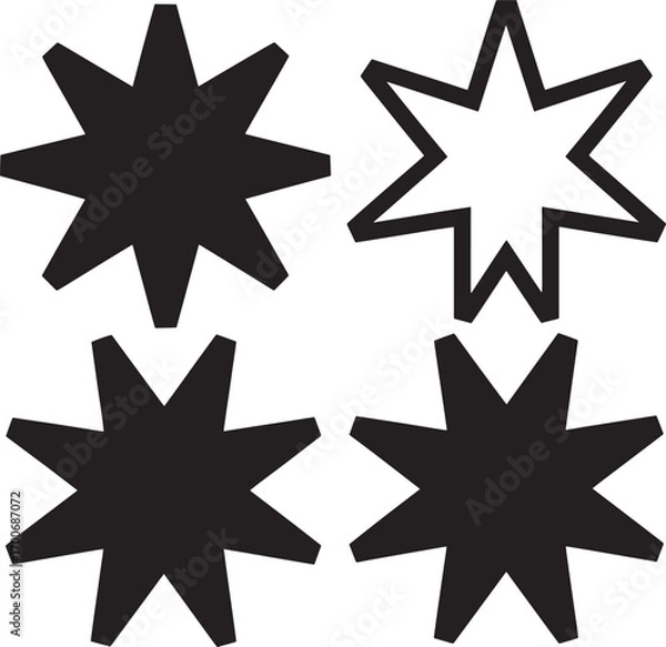 Obraz Star Shape Collection with Various Point Counts and Styles for Diverse Design Applications