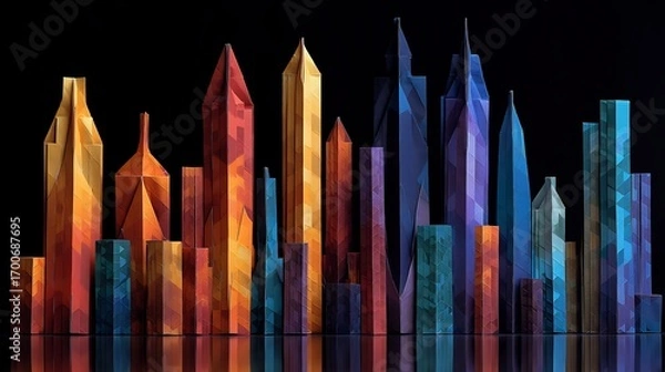 Fototapeta Various Colors Sharply Folded Skyline