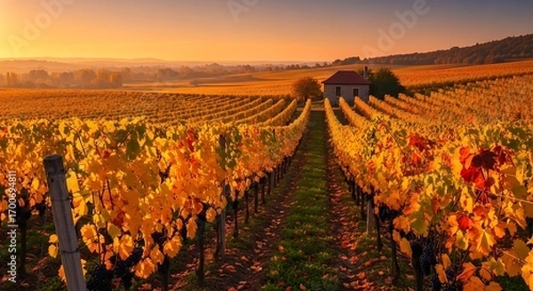 Fototapeta Autumn Vineyard Landscape Beauty.