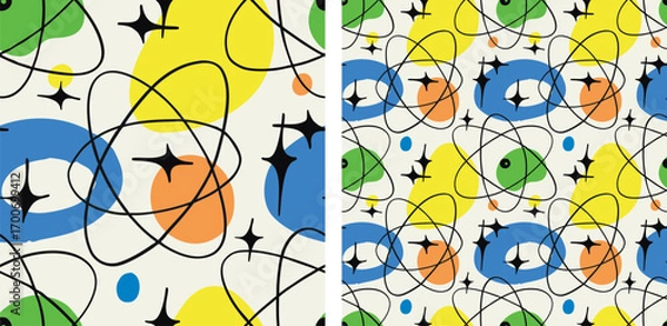 Fototapeta Atomic Age Seamless Pattern - Retro Mid Century Modern Abstract Design