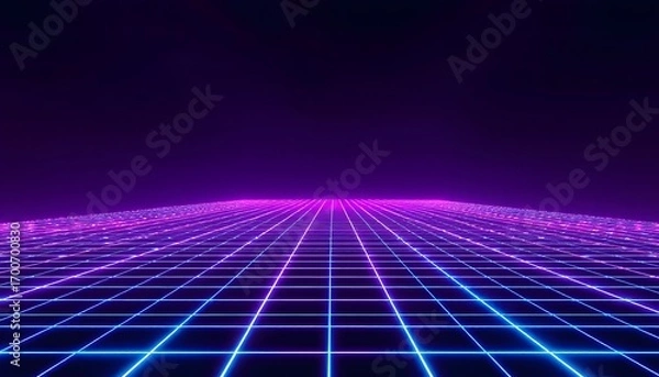 Fototapeta Retro Neon Cyber Grid Backgrounds – Futuristic Sci-Fi and Cyberpunk Style