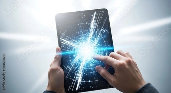 Fototapeta Digital Technology Innovation Transforming Modern Life With Bright Light Energy