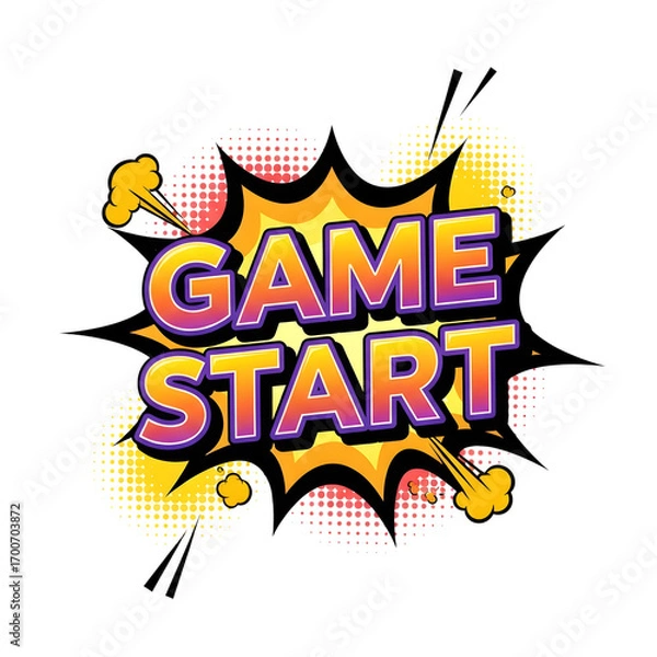 Fototapeta Game start comic book style text on