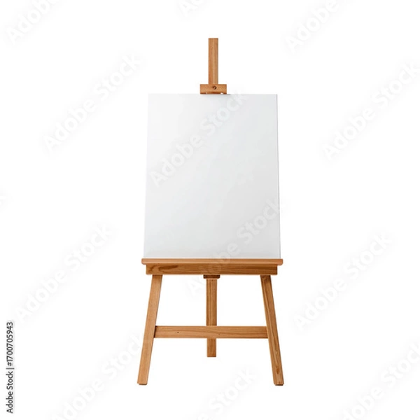 Fototapeta Front View of Wooden Easel with Blank Canvas