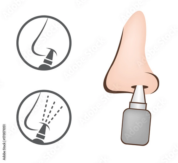 Obraz nasal spray and nose vector