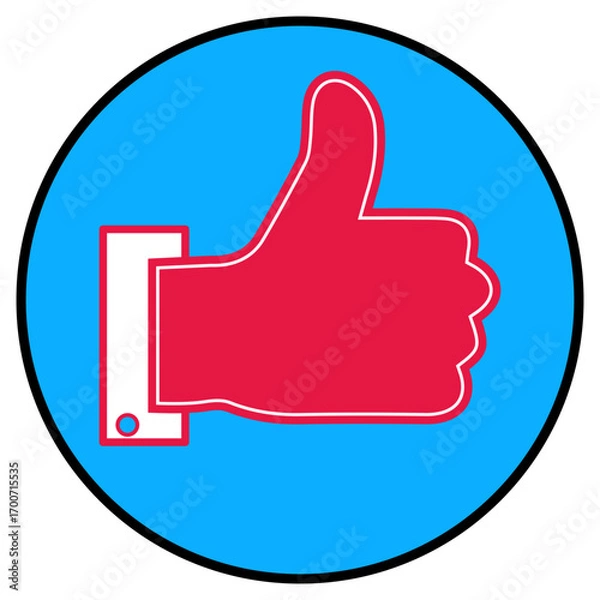 Fototapeta Like and approval social media icon with a thumbs up hand button symbol