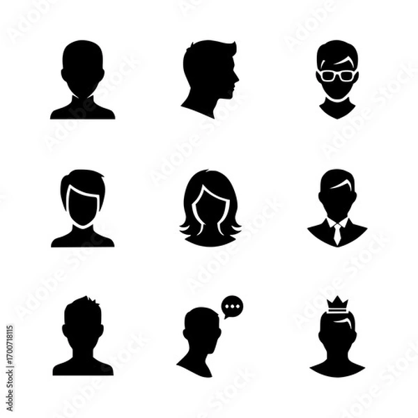 Fototapeta Diverse User Avatar and Profile Silhouettes Set
