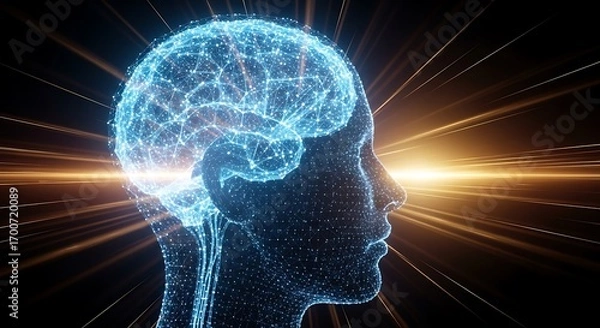 Fototapeta Digital Mindscape Exploration of Human Consciousness and Neural Networks