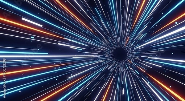 Fototapeta Hyperspace Tunnel Visualizer Dynamic Background Abstract Neon Lights Blur Effect