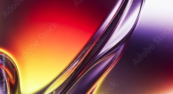Fototapeta Macro view of a vibrant, iridescent, chrome-like surface. Futuristic materials and high technology concepts. A colorful, liquid metal form twisting and reflecting brilliant light.
