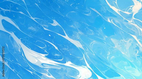 Fototapeta 水が流れるような、青と白の大理石（マーブル）模様の背景