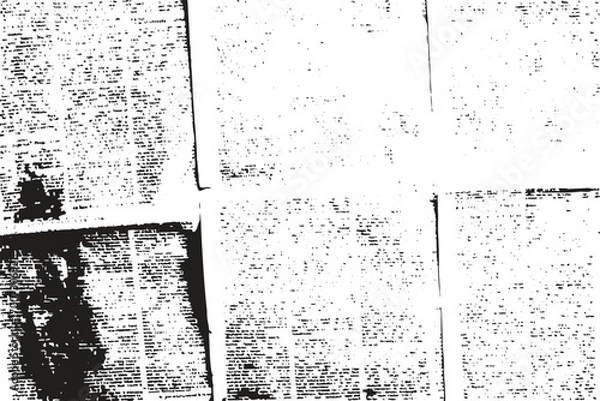 Fototapeta Newspaper paper grunge vintage old aged texture background. Vector white and black newspaper paper grunge pattern old, aged texture.