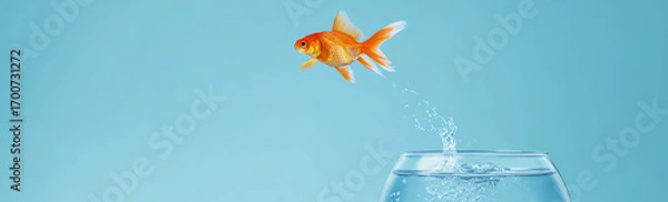 Fototapeta jumping goldfish, AI generated