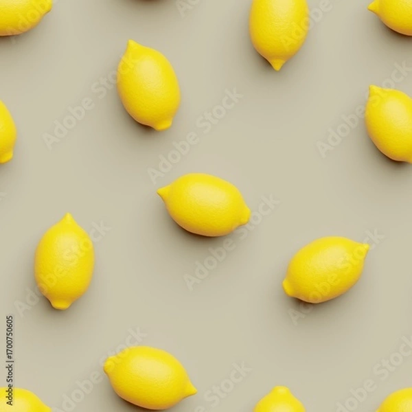Fototapeta Flat view on lemons on army brown background making a seamless pattern