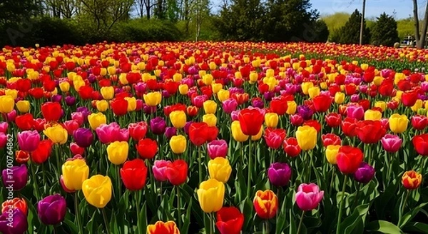 Fototapeta Colorful Tulip Field in Spring.