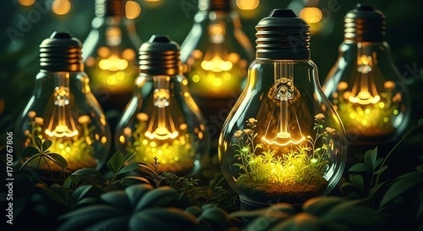 Fototapeta Sustainable Energy Solutions Illuminated by Nature and Innovation
