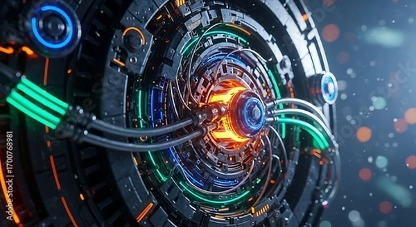 Fototapeta Intricate Futuristic Sci Fi Mechanical Core Energy Generator Power Source