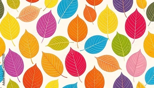 Obraz A vibrant pattern of colorful autumn leaves creates a cheerful and inviting design.