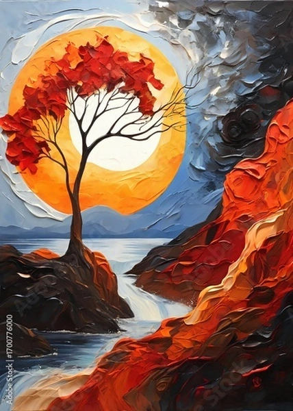 Obraz abstract background with tree and water