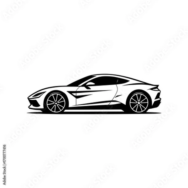 Fototapeta Minimalist sports car side view with sharp aerodynamic lines